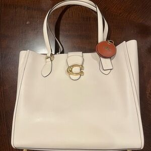 COACH Theo Tote Soft Calf Leather Tabby Chalk with Brass Hardware